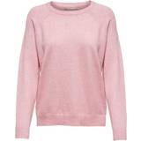 Løs - Nylon Overdele Only Single Colored Knitted Sweater - Pink/Light Pink