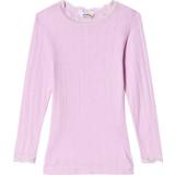 Silke T-shirts Joha Silk Wool T-shirt with Lace - Pink (16490-197-350)