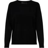 Only Nylon Overdele Only Solid Colored Knitted Pullover - Black