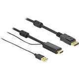 DeLock HDMI Kabler DeLock HDMI/USB A-DisplayPort 1.2 2m