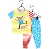 Piger - Pippi Langstrømpe Nattøj Pippi Glee Short Sleeve Pyjamas - Yellow/Red/Blue