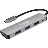 Grå - Kabeladaptere Kabler Sandberg USB C - 2xUSB A 2.0/USB A 3.0/HDMI/USB C 100W PD Adapter