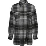 Dame - Midikjoler - Nylon Skjorter Noisy May Løstsiddende Skjorte - Black/Checks Bw/Grey