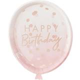 Prikkede Engangstallerkner Ginger Ray Plates Balloon Shaped Pink/Rose Gold 8-pack