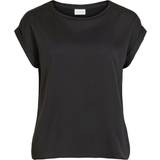 Vila 18 T-shirts & Toppe Vila Satin Look Short Sleeved Top - Black/Black