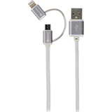 Hvid - Kabeladaptere - Kvadratisk Kabler Skross USB A-USB Micro B/Lightning 1m