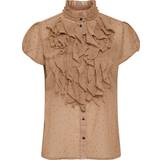 48 - Brun - Prikkede Tøj Saint Tropez Lilly SS Shirt - Praline Dot