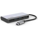 HDMI Kabler Belkin AVC006btSGY USB C - 2xUSB A 3.0/HDMI 1.4/USB C 100W Multiport Adapter M-F 0.1m