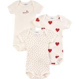 Bodyer Petit Bateau Baby Girls Short Sleeved Heart Pattern Organic Cotton Bodysuits 3-pack-Variante-1 (A00BB00)