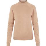 Pieces Høj krave Overdele Pieces Sera High Neck Knitted Top - Natural