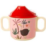 Rice Spildfri kopper Rice Melamine 2 Handle Baby Cup in Pink Jungle Animals