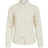 Dame - Trykknapper Skjorter Vila Bista Pocketed Jeans Shirt - White/Birch