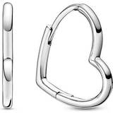 Pandora Hoop-øreringe Pandora Asymmetrical Heart Hoops - Silver