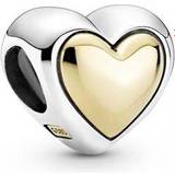 Pandora Domed Golden Heart Charm - Silver/Gold