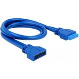 Blå - Rund - USB-kabel Kabler DeLock USB-USB 19 Pin M-F 0.4m