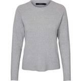 Vero Moda Dame Overdele Vero Moda Doffy O-Neck Long Sleeved Knitted Sweater - Grey/Light Grey Melange