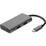 Han – Hun - Kabeladaptere - USB A-USB C Kabler Deltaco USB C-2USB A/USB C M-F Adapter