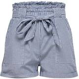 Only Stribede Bukser & Shorts Only Smilla Paperbag Shorts - Blue/Medium Blue Denim