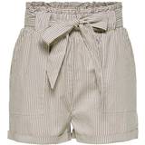 Only Stribede Bukser & Shorts Only Smilla Paperbag Shorts - Brown/Toasted Coconut