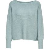 Bådudskæring - Polyester Overdele Only Daniella Rib Knitted Sweater - Green/Ether