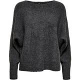 Bådudskæring Sweatere Only Daniella Rib Knitted Sweater - Gray/Dark Gray Melange