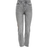 30 - Dame Jeans Only Emily Life High Waist Straight Fit Jeans - Grey/Grey Denim