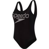6 - Dame Badedragter Speedo Summer Stripe Logo Deep U-Back Swimsuit - Black/White
