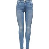 Only Wauw Life Mid Destroyed Skinny Fit Jeans - Blue/Light Medium Blue Denim