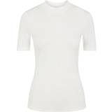 Pieces Høj krave Overdele Pieces Birdie Short Sleeve T-shirt - Bright White