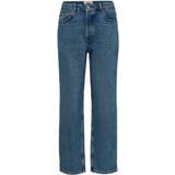 Selected 32 Bukser & Shorts Selected High Straight Fit Jeans - Blue/Medium Blue Denim