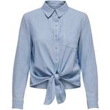 Only Stribede Skjorter Only Lecy Tie Detail Shirt - White/Cloud Dancer