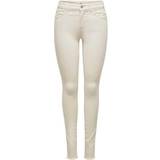 Only Blush Life Mid Waist Skinny Ankle Jeans - Ecru