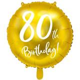 Balloner PartyDeco Foil Ballons 80th Birthday Gold/White