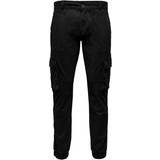 Herre - W36 Bukser Only & Sons Cam Stage Cargo Cuff Pant - Black