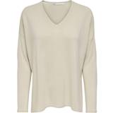 8 - Beige Overdele Only V-Neck Knitted Pullover - Beige/Pumice Stone