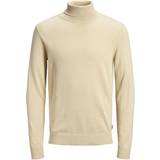 Beige - Nylon Sweatere Jack & Jones Roll Requirement Sweater - Beige/Oatmeal