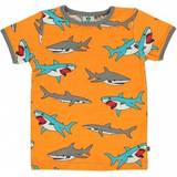 Småfolk Blonder Børnetøj Småfolk Short-sleeved T-shirts - Orange with Shark Print