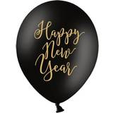 PartyDeco Latex Ballons Happy New Year Black/Gold 6-pack