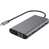 Deltaco Grå - Kabeladaptere Kabler Deltaco USB C-HDMI/DisplayPort/RJ45/USB A