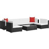 Haveloungesæt 6 dele med hynder polyrattan sort vidaXL 44599 Loungesæt, 1 borde inkl. 6 sofaer