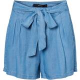 Blå - Dame - W25 Shorts Vero Moda Mia Belted Tencel Shorts - Light Blue Denim