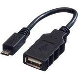 Roline USB-kabel Kabler Roline USB A-USB Micro-B 2.0 M-F 0.2m