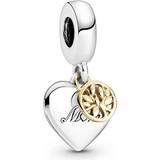Pandora Guld Charms & Vedhæng Pandora Two-Tone Family Tree & Heart Dangle Charm - Silver/Gold