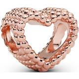 Pandora Beaded Open Heart Charm - Rose Gold