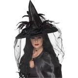 Hekse Hatte Kostumer Smiffys Witch Hat Feathers & Netting