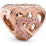Pandora Rosa Smykker Pandora Intertwined Love Hearts Charm - Rose Gold/Pink