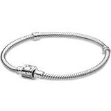 Pandora Sølv Armbånd Pandora Moments Barrel Clasp Snake Chain Bracelet - Silver