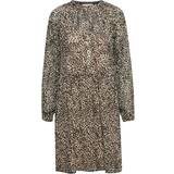 32 - Dame - Leopard Kjoler Part Two Katla Dress - Cement Leo Print