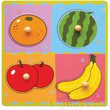Knoppuslespil Wooden Toy Bud Puzzle with Fruits 4 Pieces