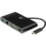 Ewent Han – Hun Kabler Ewent USB C-HDMI/VGA/RJ45/USB A M-F 0.2m